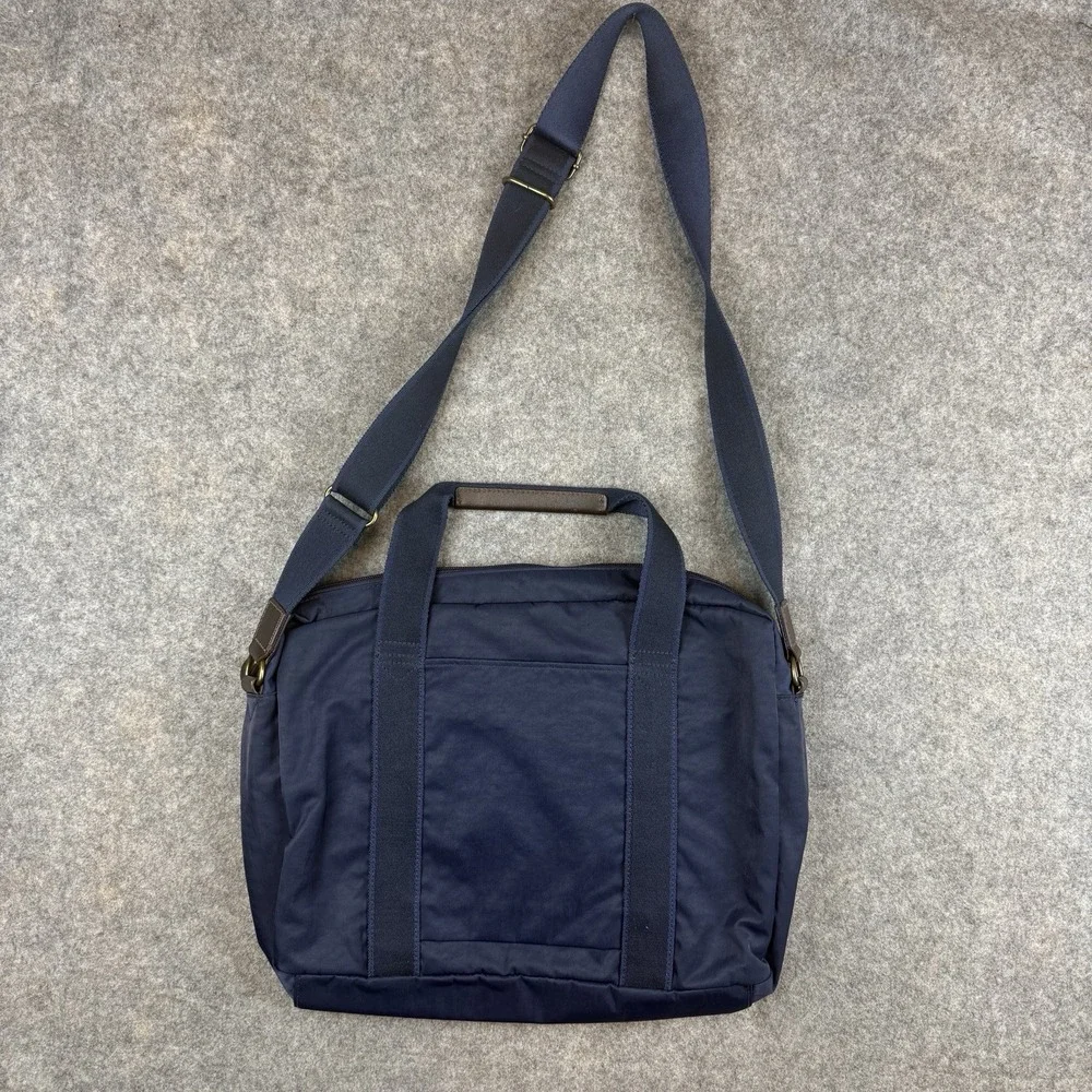 J. Crew Messenger Laptop Bag Satchel Blue Nylon Nylon Water Repellent Pockets